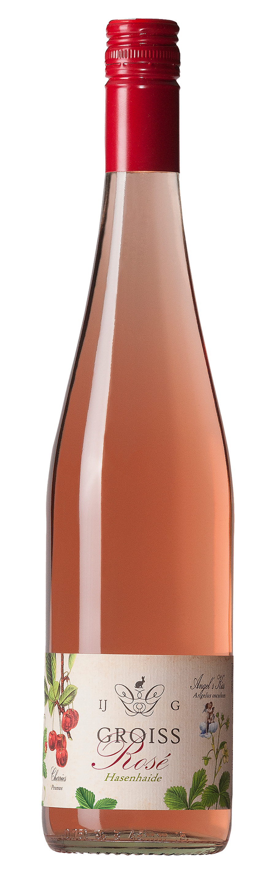Groiss Rose Ried Hasenhaide 750 ML Austrian rose wine bottle with red cap and berry-themed label
