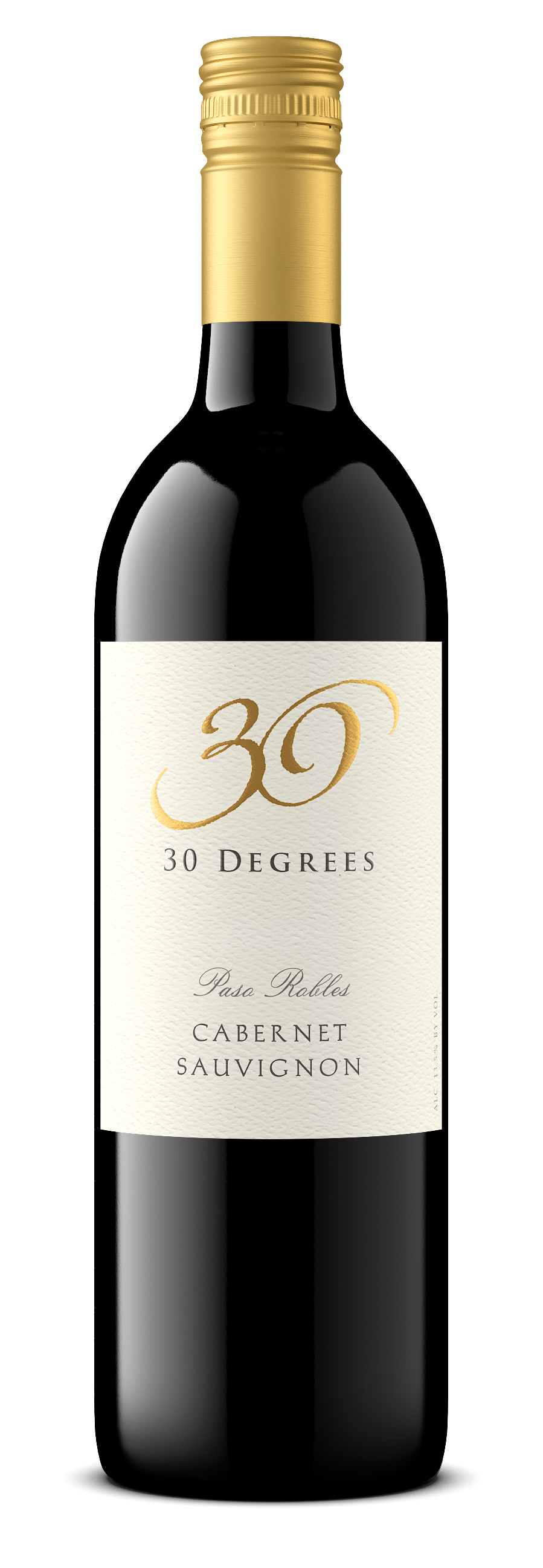 30 Degrees Cabernet Sauvignon 750 ML bottle of bold red wine with blackcurrant and cherry notes