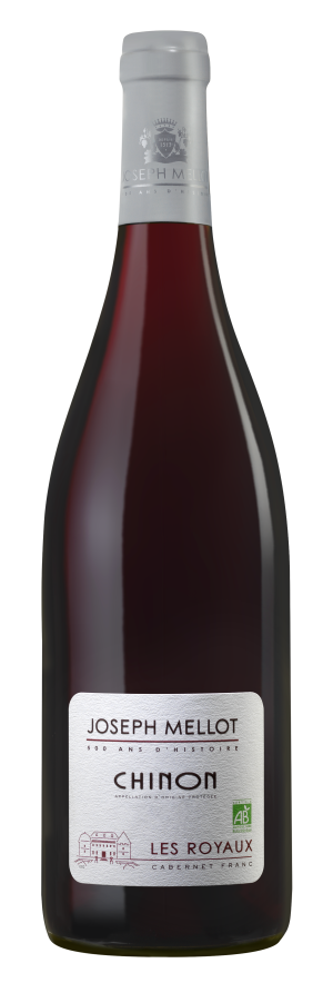 Joseph Mellot Chinon Les Morinieres Rouge 2022 wine bottle showcasing robust Cabernet Franc from Loire Valley.