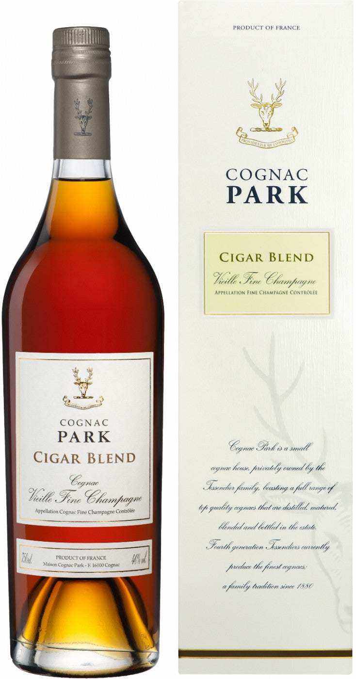 Cognac Park XO Cigar Blend 750 ML bottle and packaging.