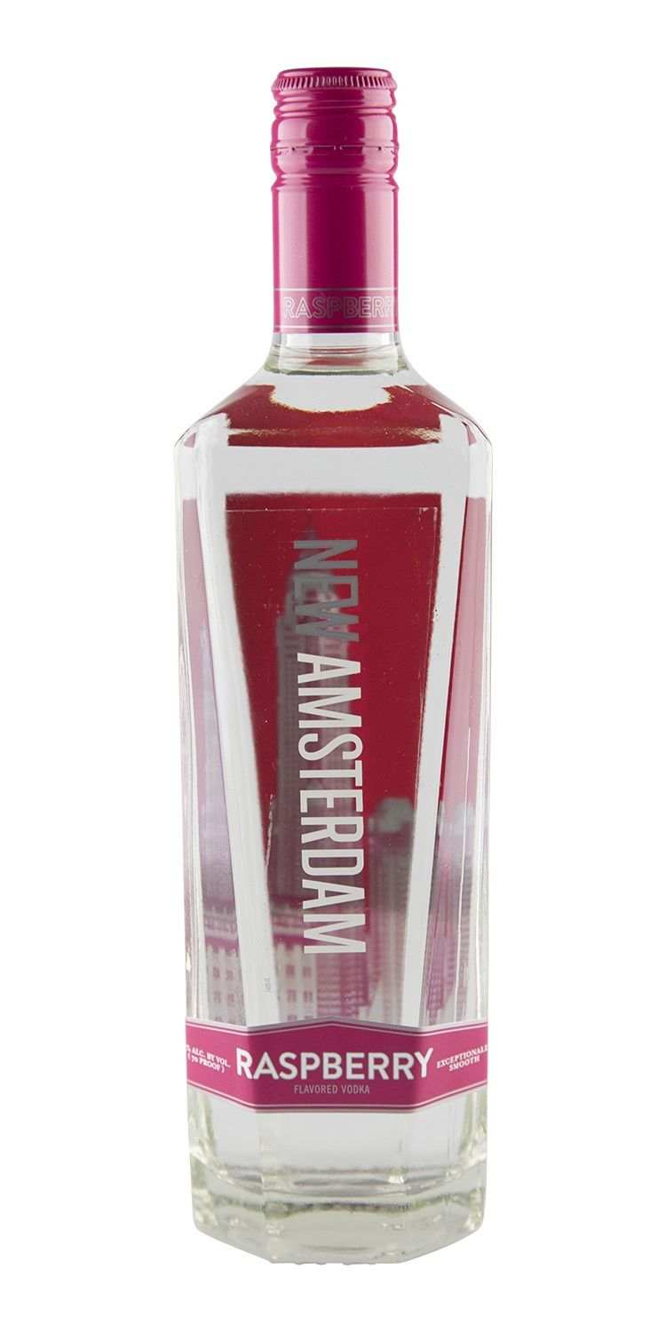New Amsterdam Raspberry Flavored Vodka 750 ML bottle with pink cap and label