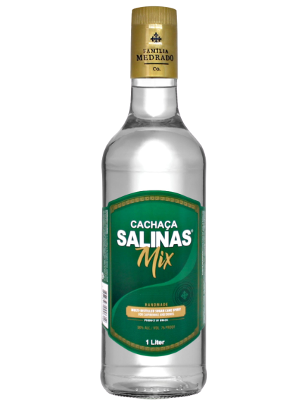 Salinas Cachaca Mix 1L bottle, handcrafted Brazilian cachaca.