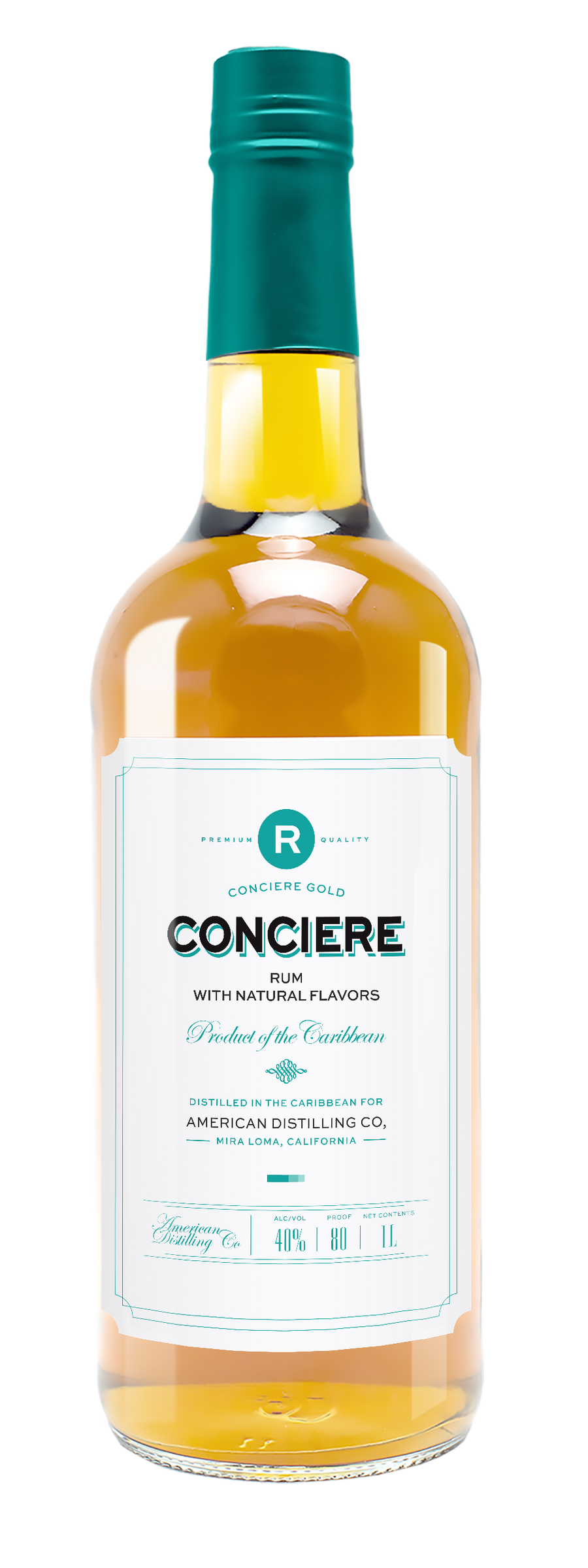 American Co Conciere Gold Rum 1 L bottle on white background