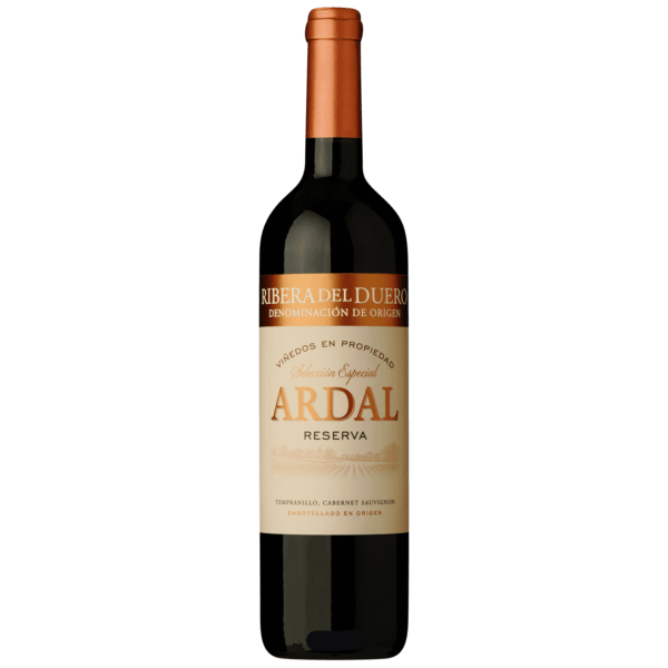 Wine bottle with 'Ardal' label on a green background