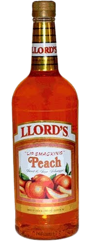Llords Lip Smacking Peach Sweet & Sour Schnapps 1L bottle with peach flavor label