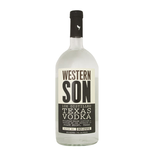 Western Son Texas Vodka 1.75L bottle with clear vodka distilled 10 times from Texas