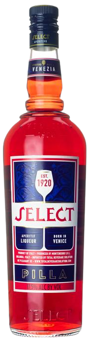 Gruppo Montenegro Pilla Select Aperitif Liqueur bottle with ruby-red color and 1L capacity