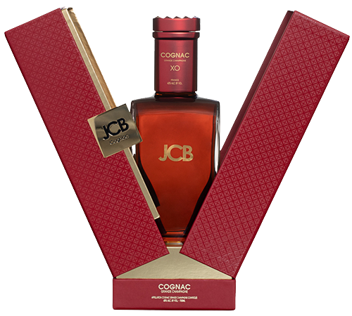 JCB by Jean-Charles Boisset XO Grande Champagne Cognac in elegant decanter and packaging.