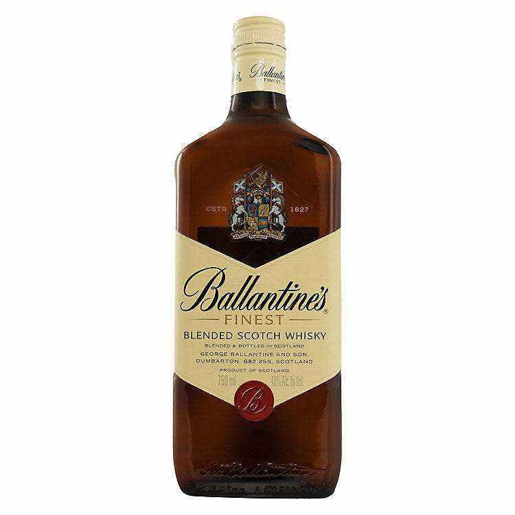 Ballantine's Blended Scotch Finest 80 750 ML bottle with label showcasing premium Scotch whisky.