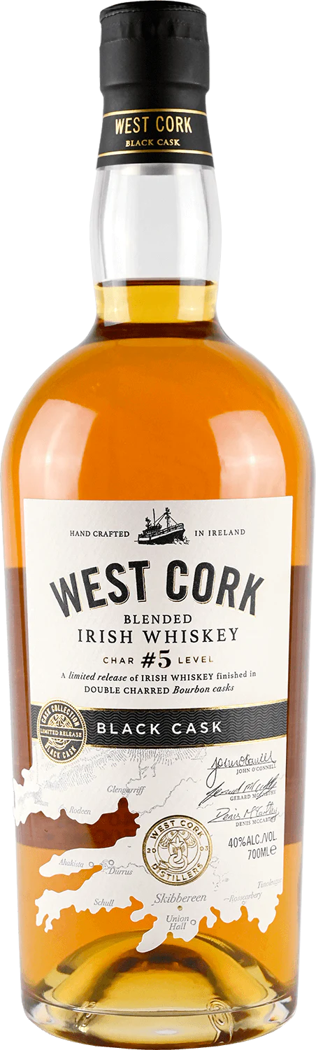 West Cork Black Cask Blended Irish Whiskey 750ml bottle with premium dark cask finish and smooth rich flavor profile