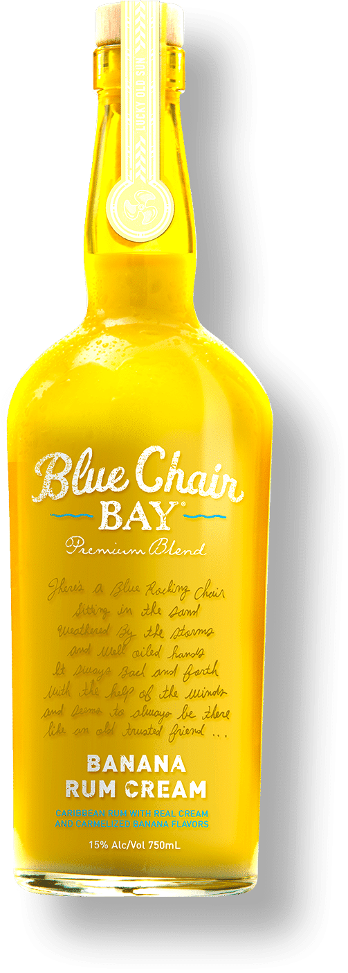 Blue Chair Bay Banana Rum 1 L bottle with sweet banana, caramel, and vanilla notes, perfect for cocktails.