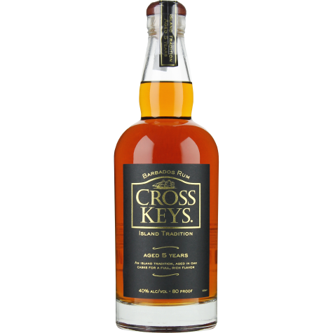 Cross Keys Aged Rum 5 Year 750 ml bottle with golden amber hue and label detailing.