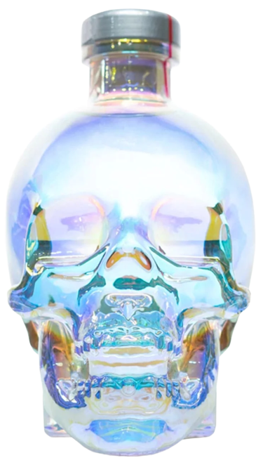 Crystal Head Aurora Vodka 750ml iridescent skull bottle design.