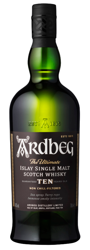 Ardbeg Single Malt Scotch 10 Year 750 ML bottle.