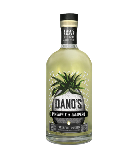 Dano'S Infused Tequila 750 ML bottle with pineapple and jalapeno flavors, made from 100% agave.