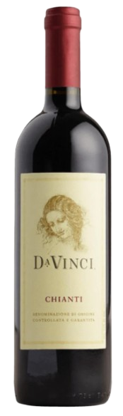 Da Vinci Chianti 750ml bottle with label and logo, Tuscan red wine.