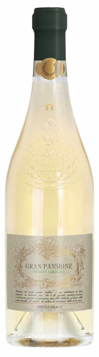 Gran Passione Friuli Grave Pinot Grigio 2020 bottle 750ml, a crisp Italian white wine with citrus and floral notes.