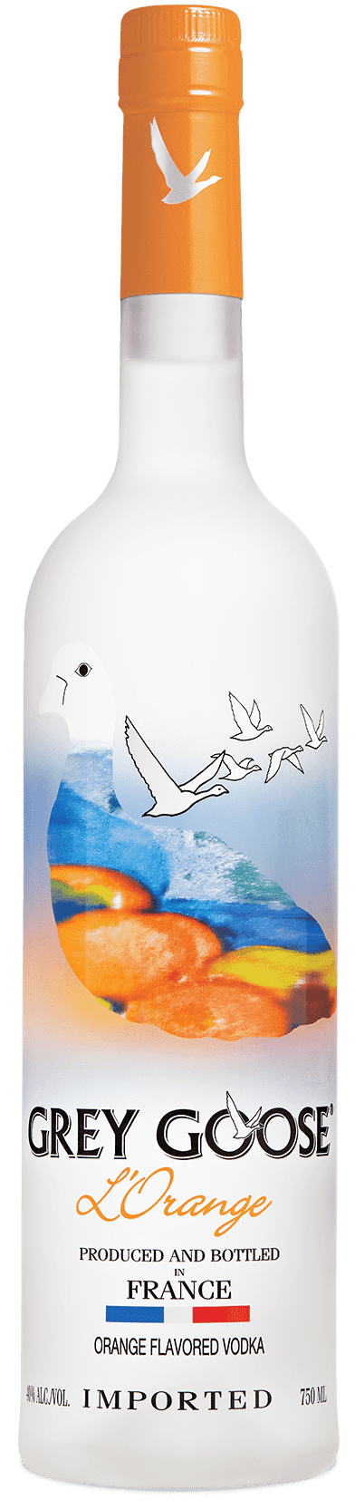 Grey Goose Orange Flavored Vodka L'Orange 1.75L bottle with citrus design.