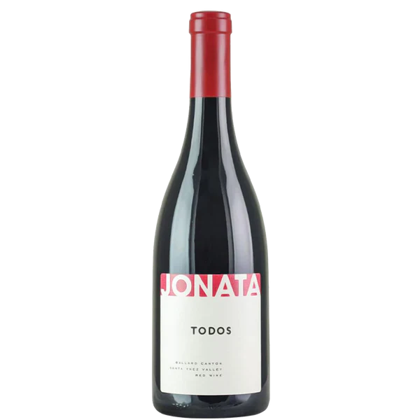 Jonata Todos Red 750 ML California red blend wine bottle with red cap and white label