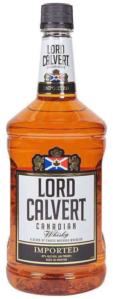 Lord Calvert Canadian Whiskey 1L bottle with amber whiskey and black cap
