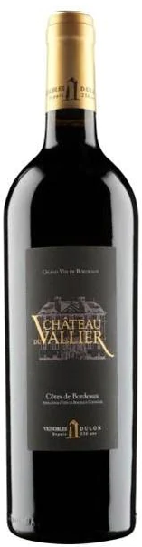 Bottle of Vignobles Dulon Château Du Vallier Cadillac 2018 750 ML French red wine