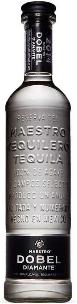 Maestro Dobel Diamante Reposado Tequila 100% De Agave 1.75L clear bottle with embossed label and black cap