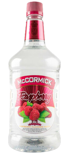 McCormick Co Raspberry Flavored Vodka 1L bottle with raspberry label and red cap