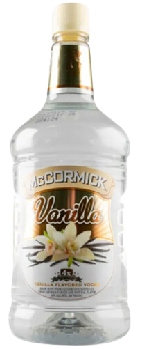 McCormick Co Vanilla Flavored Vodka 1.75L bottle with vanilla bean illustration