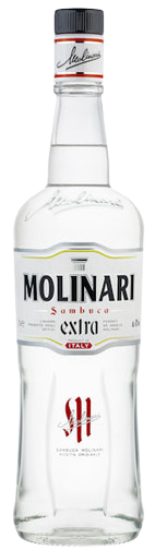 Molinari Sambuca Extra Liqueur 1L bottle clear Italian anise-flavored liqueur