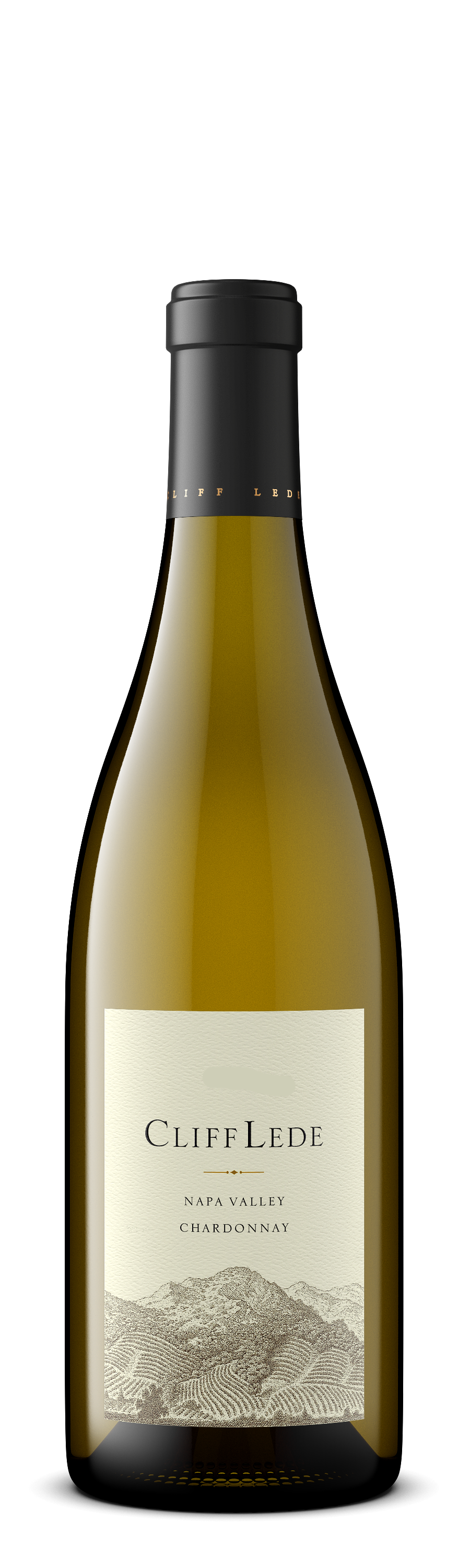 Cliff Lede Chardonnay wine bottle on a white background