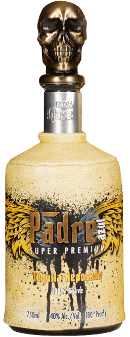 Padre Azul Reposado 750 ML premium Mexican tequila bottle with skull cap and oak-aged smooth taste