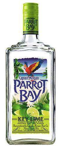 Parrot Bay Key Lime Rum 750 ML bottle featuring tropical design.