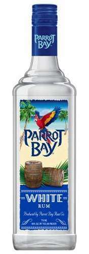 Parrot Bay White Rum 750 ML bottle with tropical label design.