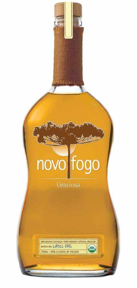 Novo Fogo Graciosa Cachaca bottle 750ml, aged in oak and Brazil nut barrels, 84 proof.