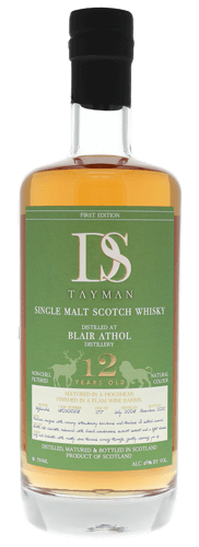DS Tayman 12 Year Old Blair Athol Single Malt Scotch Whisky bottle, 750ml.