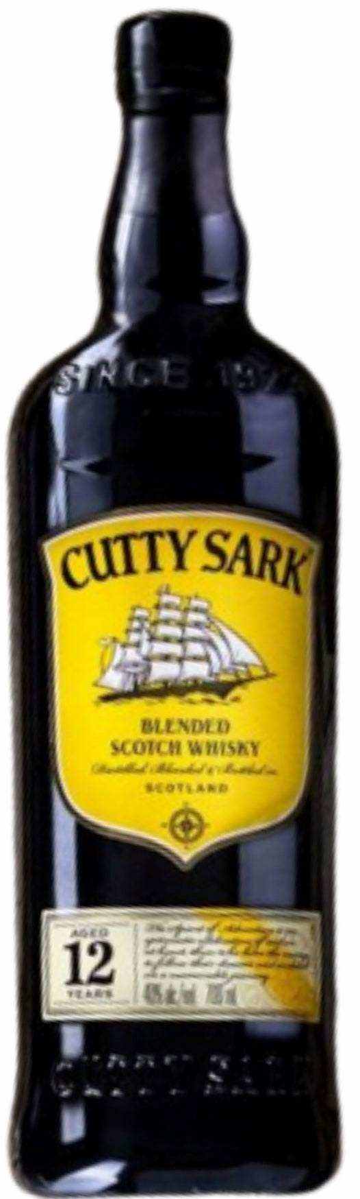 Cutty Sark 12 Years Old Blended Scotch Whiskey 750 ML bottle with iconic label.