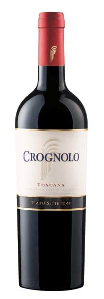 Bottle of Tenuta Sette Ponti Crognolo 2023 red wine from Tuscany with ripe cherry and blackberry notes