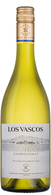 Los Vascos Chardonnay 750 ML wine bottle from Chile, elegant design.