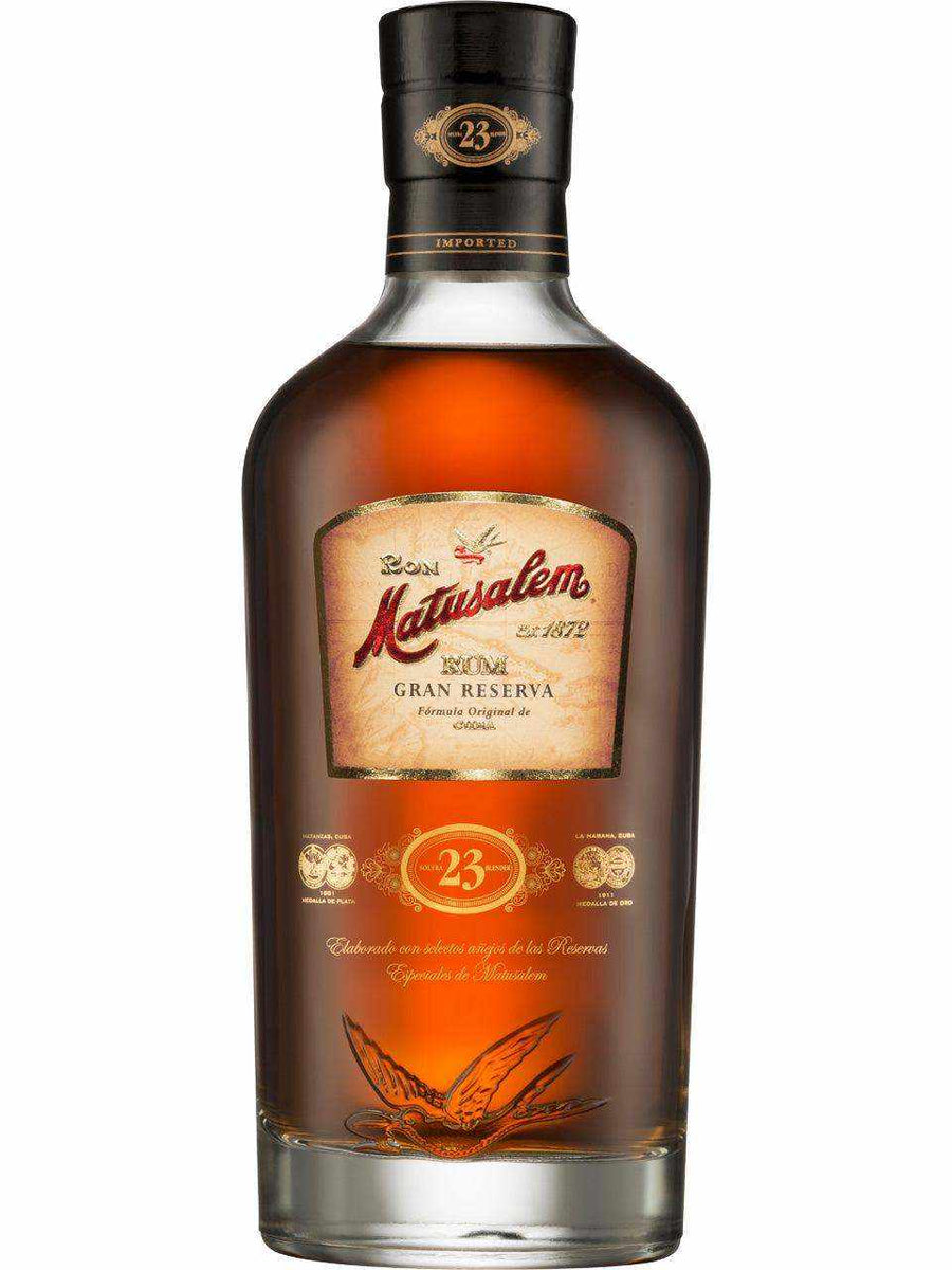 Ron Matusalem 23 Year Old Gran Reserva Rum bottle with amber color and premium label.