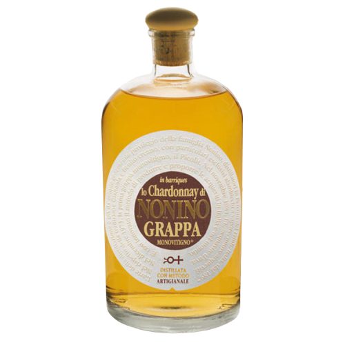 Nonino Grappa Lo Chardonnay Di Nonino Monovitigno 750 ML bottle on a white background.