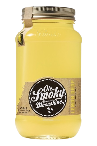 Ole Smoky Lemon Drop Lightnin' Moonshine 750 ML bottle with lemon-flavored moonshine.