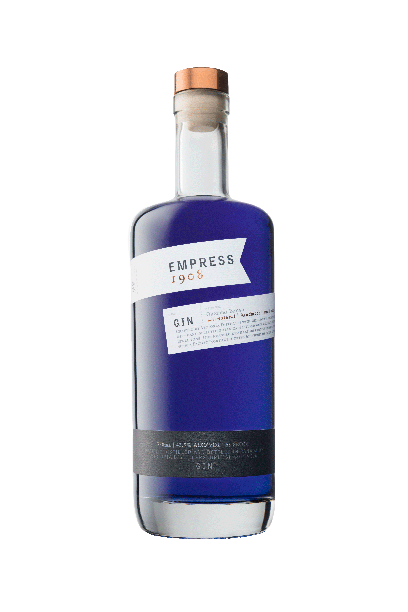 Empress 1908 Dry Gin bottle with indigo hue, 750 ML size.
