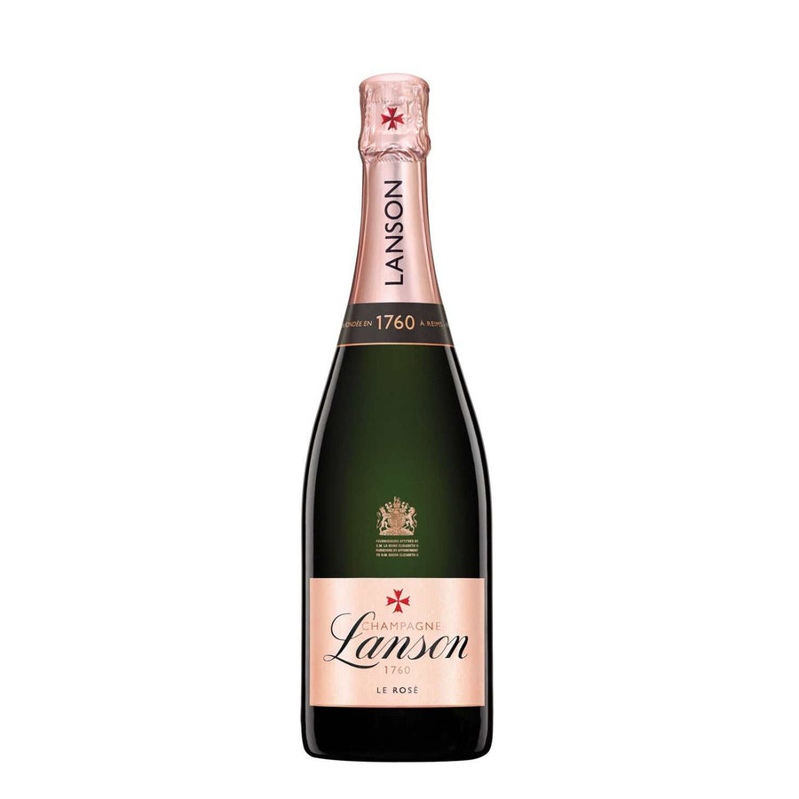 Bottle of Lanson Champagne Brut Rose Le Rose 4 Yr 750 ML sparkling rosé with red berries and rose petals aroma