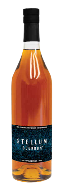 Stellum Spirits Bourbon Cask Strength 750ml bottle with rich amber color and distinct label.