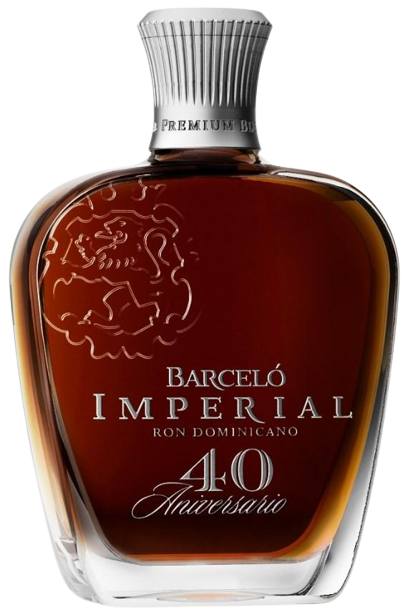 Ron Barcelo 40th Aniversario Imperial Premium Blend Aged Rum 750 ML bottle.