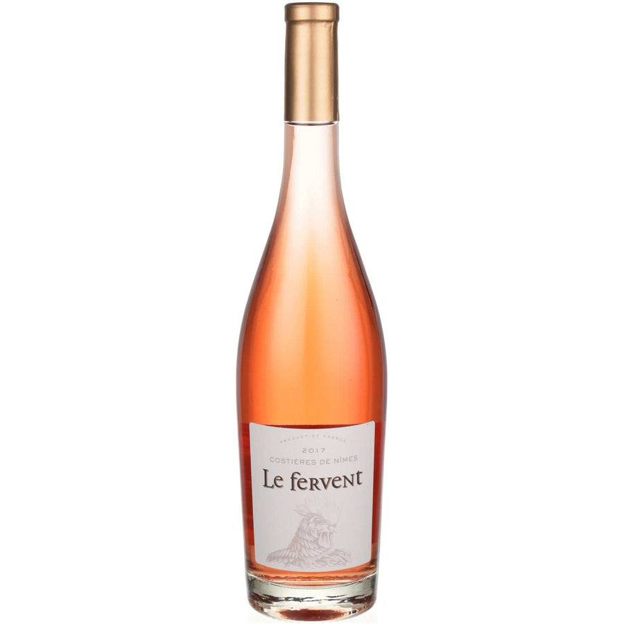 Bottle of Tenet Costieres De Nimes Rose Le Fervent 2017 750 ML rosé wine with pale salmon hue and elegant label