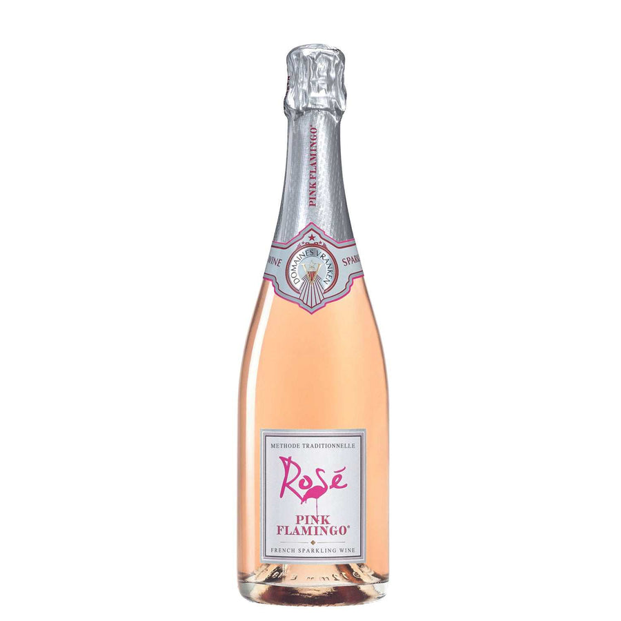 Pink Flamingo Brut Rose sparkling rosé bottle from France 750 ML with bright red berry and floral aromas