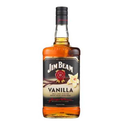 Jim Beam Vanilla Flavored Whiskey 1.75 L bottle with rich taste and American heritage.