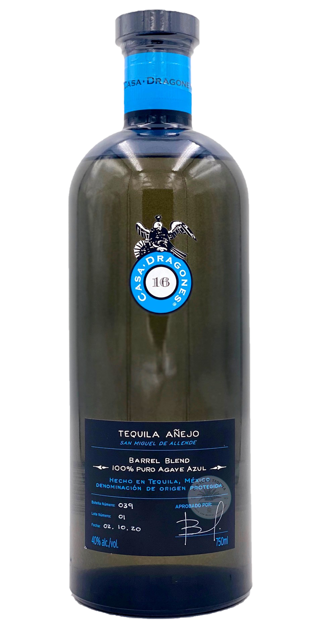 Casa Dragones Tequila Añejo Barrel Blend 750ml bottle with blue label.