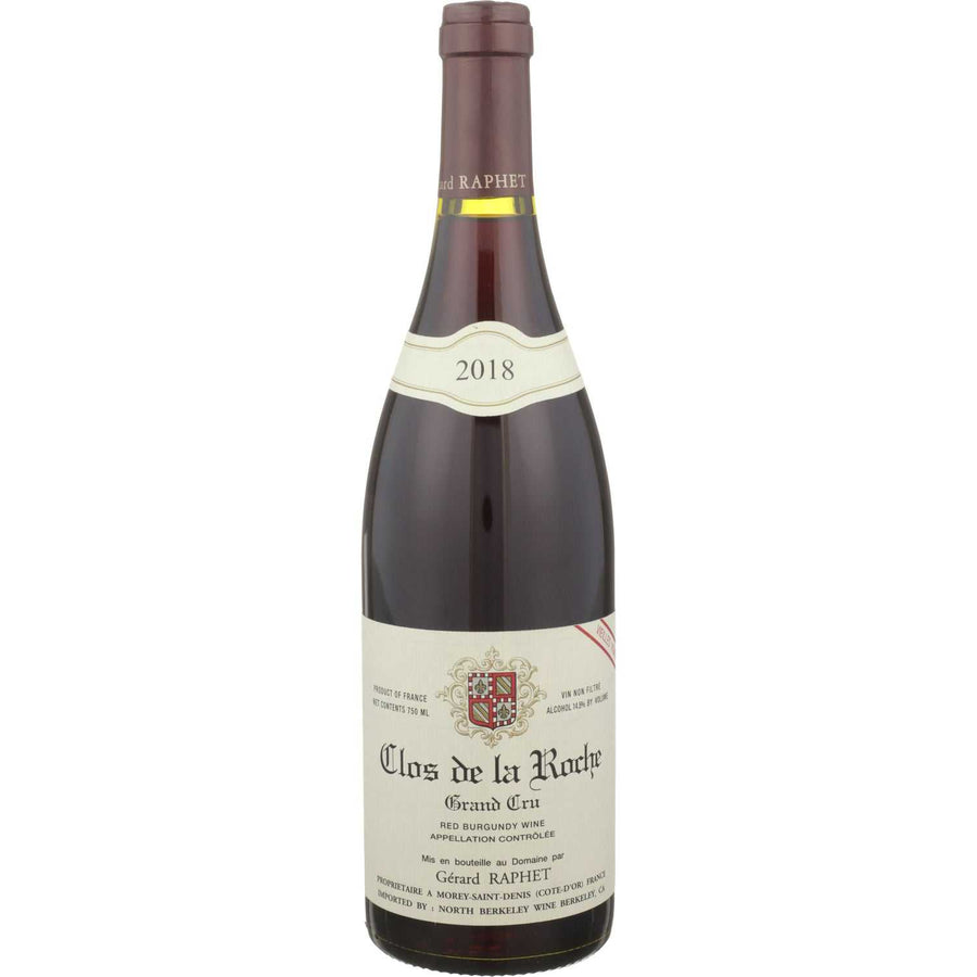 Gerard Raphet Clos De La Roche Grand Cru 2018 bottle with elegant label